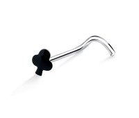 Enameled Silver Club Shaped Curved Nose Stud NSKB-356CL